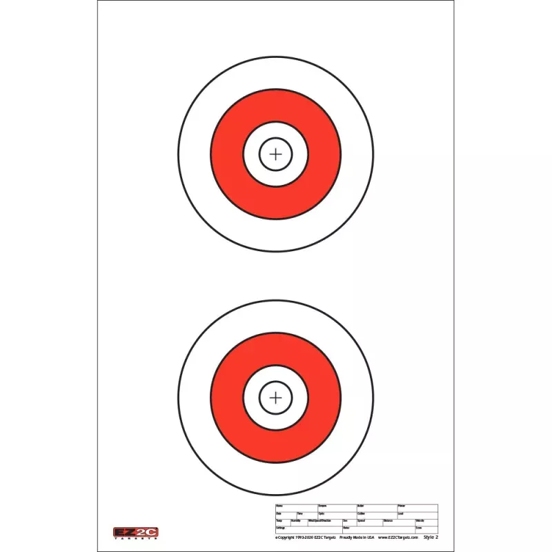 EZ2C Targets #2: Double Bullseye Paper Shooting Range Targets USA MADE 11×17