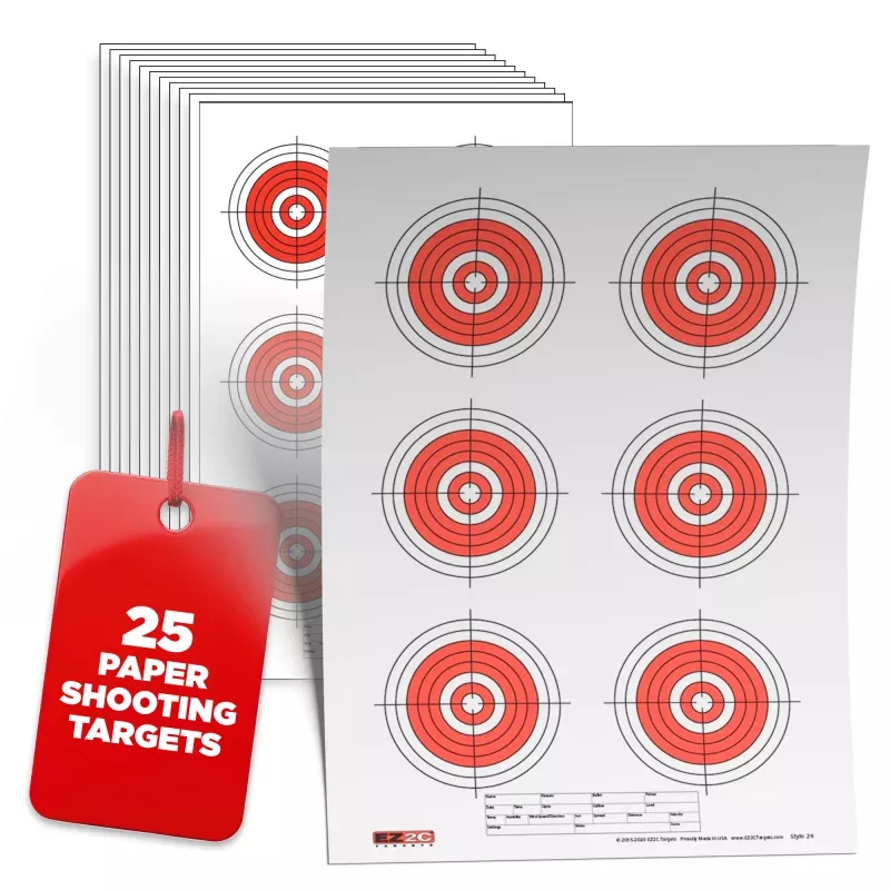 EZ2C Targets #24: Six Bullseye 11×17 Shooting Paper Target USA MADE