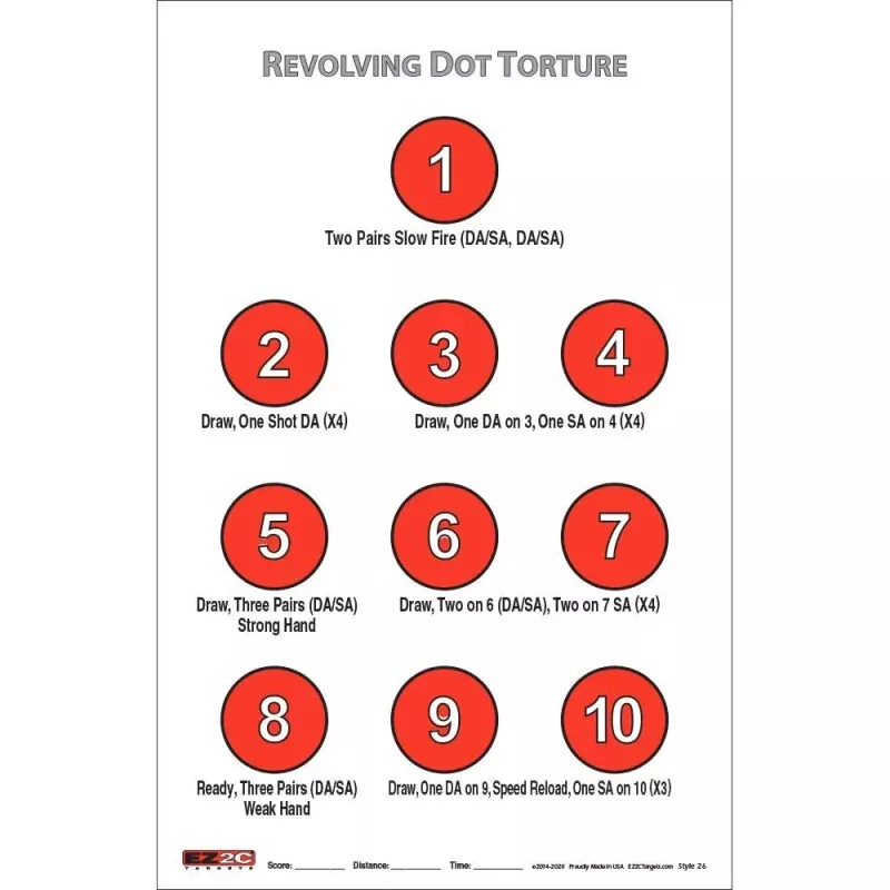 EZ2C Targets #26: Revolving Dot Torture 11×17 Paper Targets for Shooting USA MADE
