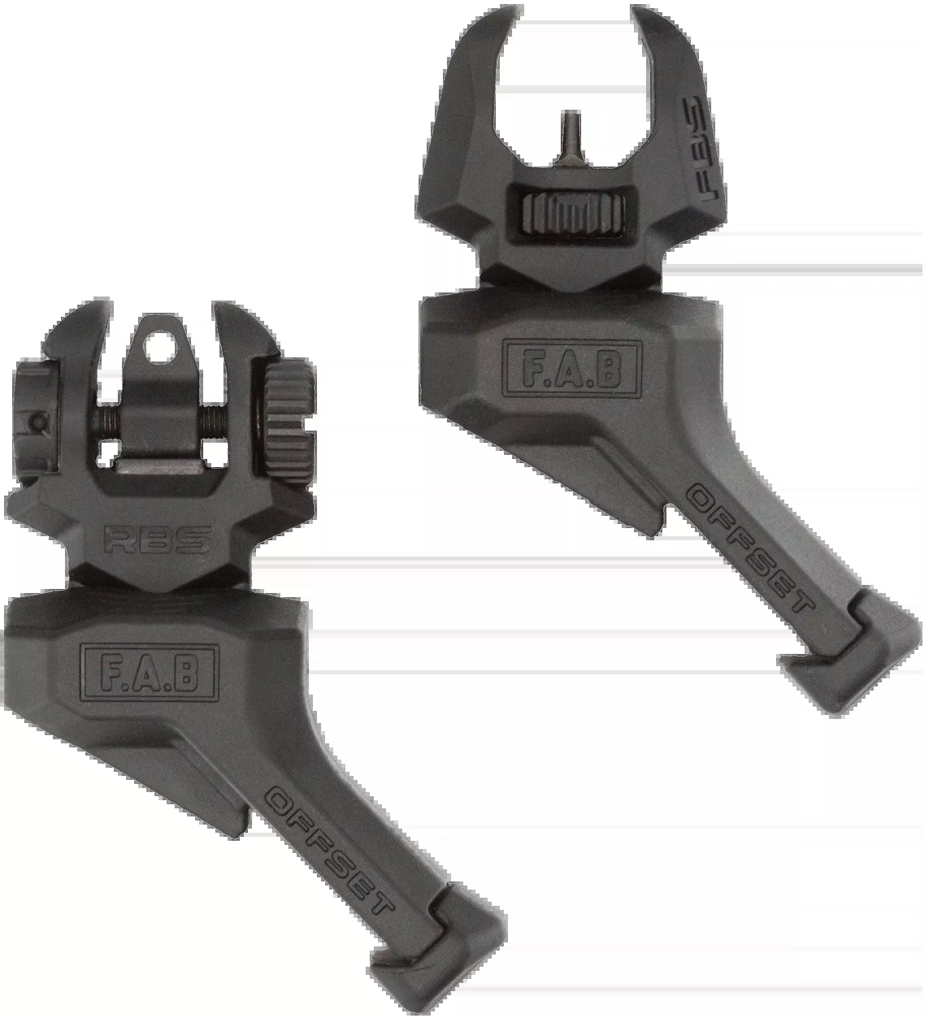 Fab Defense (usiq) Front And Rear Set Of Offset Flip-up Sights, Fab Fxfrbsosb Front&rear Offset Flip-up Sights Blk