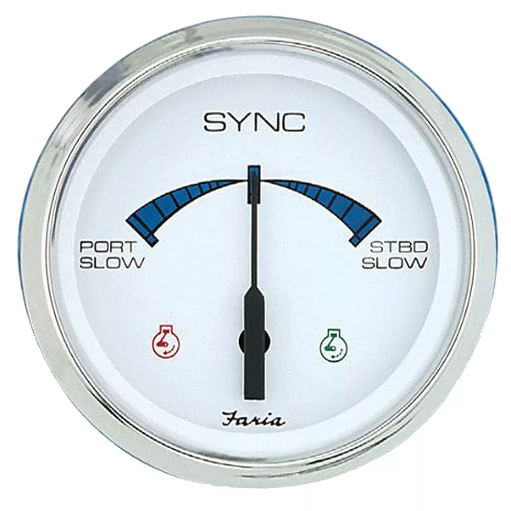 Faria 4″ Chesapeake SS White Engine Synchronizer – Dual Gas & Var Ratio Alt Diesel