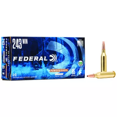 Federal 24385LFA Power-Shok 243Win 85gr Copper Hollow Point 20 Per Box/10 Case