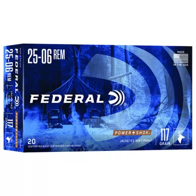Federal 2506BS Power-Shok 25-06Rem 117gr Jacketed Soft Point 20 Per Box/10 Case