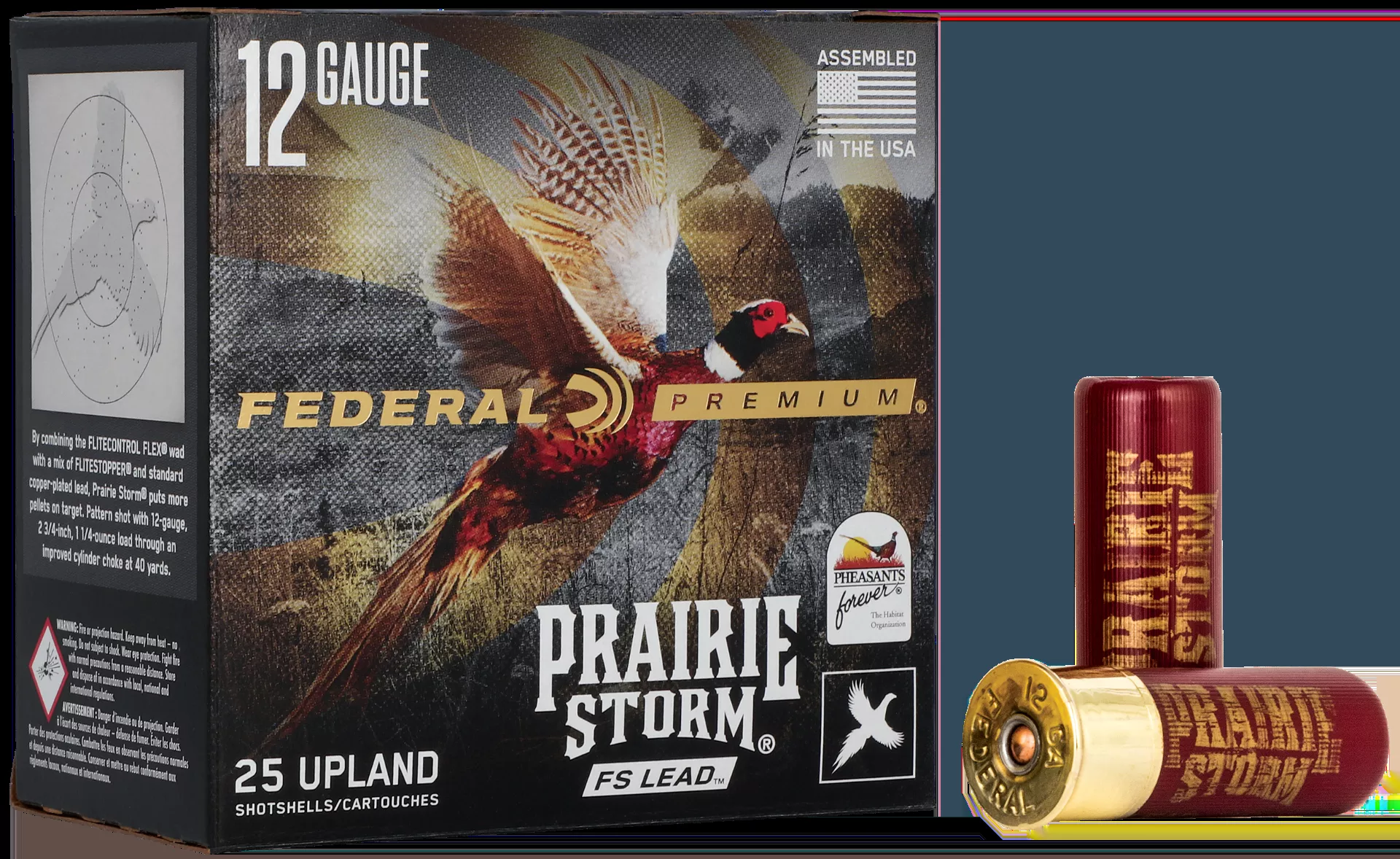 Federal 4 Prairie Storm Upland Shotshell, 12 Gauge Ammo, 2 3/4" Mag 25 Rounds PFX126FS
