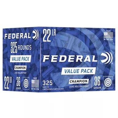 Federal 749 Champion Training Value Pack 22LR 36gr Lead Hollow Point 325 Per Box/10 Case