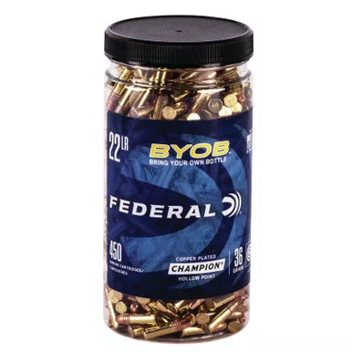 Federal 750BTL450 Champion Training BYOB 22LR 36gr Copper Plated Hollow Point 450 Per Box/8 Case