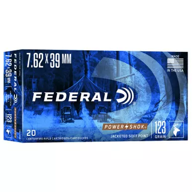 Federal 76239B Power-Shok 7.62x39mm 123gr Jacketed Soft Point 20 Per Box/10 Case