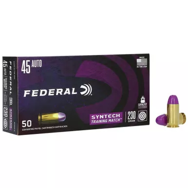 Federal AE45SJ2 Syntech Training Match 45ACP 230gr Total Syntech Jacket Flat Nose 50 Per Box/10 Case