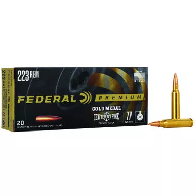 Federal GM223OTM3 Premium Gold Medal 223Rem 77gr Open Tip Match 20 Per Box/10 Case