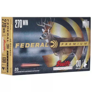 Federal P270SS1 Premium 270Win 130gr Swift Scirocco II 20 Per Box/10 Case