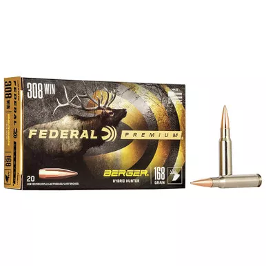 Federal P308BCH1 Premium 308Win 168gr Berger Hybrid Hunter 20 Per Box/10 Case