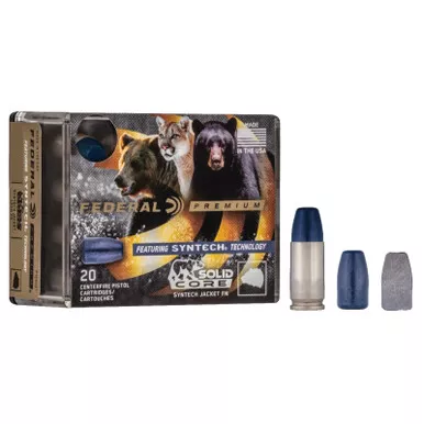Federal P45SHC1 Premium 45ACP+P 240gr Solid Core Synthetic Flat Nose 20 Per Box/10 Case