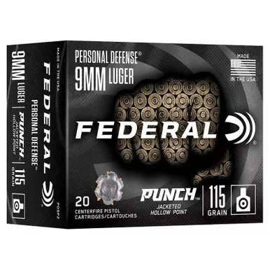 Federal PD9P2 Punch 9mmLuger 115gr Jacketed Hollow Point 20/Box