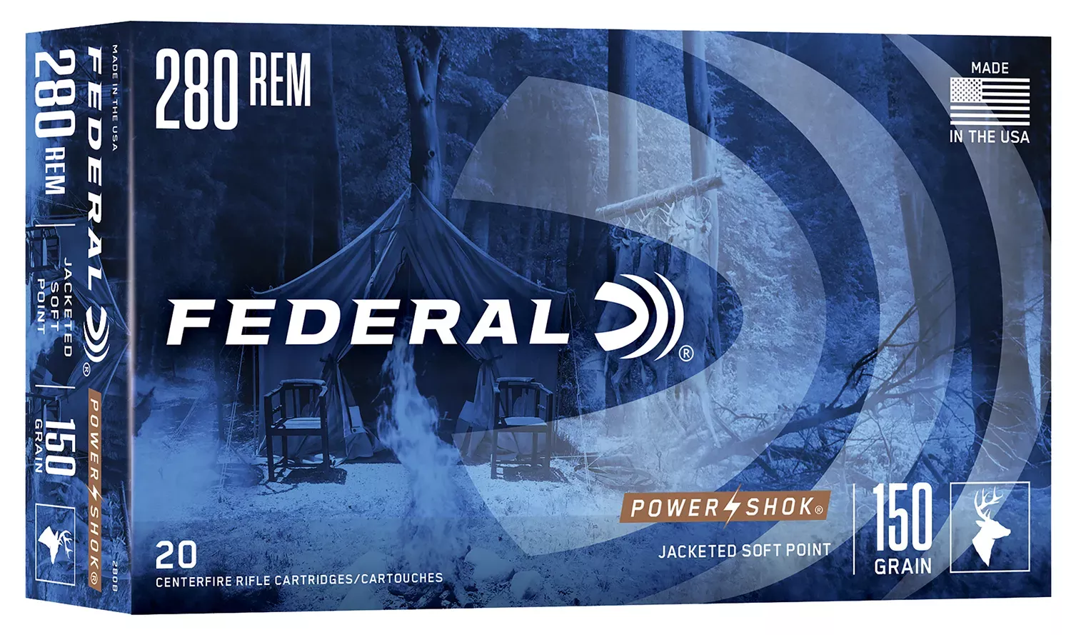 Federal Power-Shok 280 Remington Ammo 150gr Soft Point 20 Rounds 280B