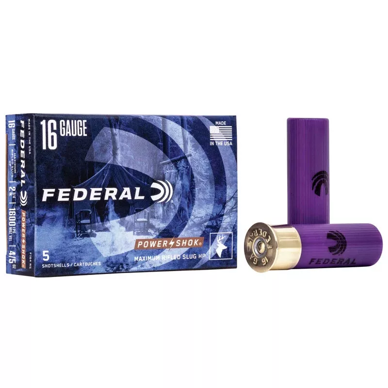 Federal Power-Shok Rifled Slug 16 Ga. 350 Gr. 5/Box