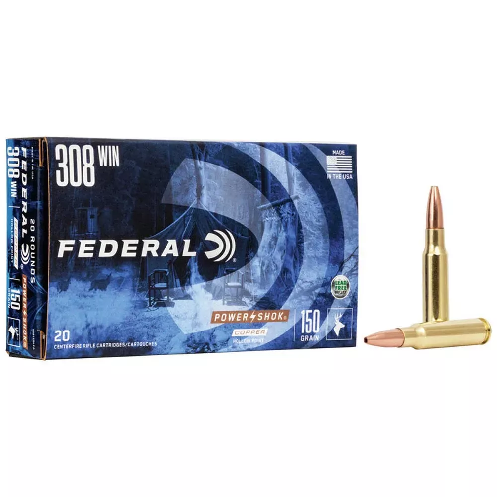 Federal Premium POWER-SHOK .308 Winchester 150 Gr. Copper Rifle 20/Box