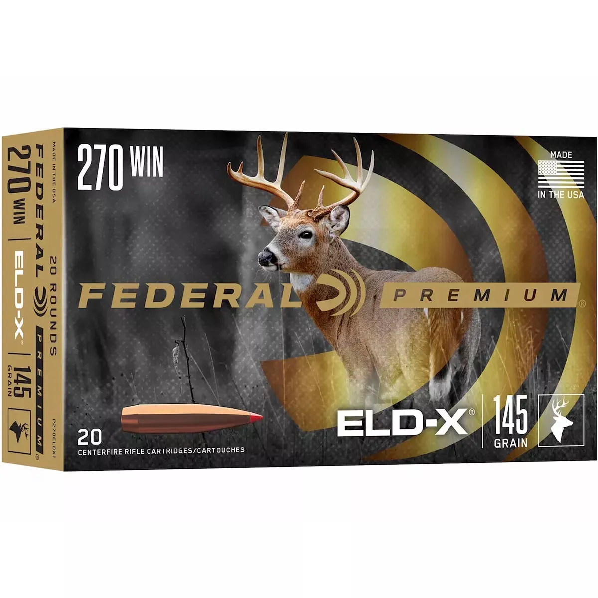 Federal Premium270 Winchester 145 Gr. Hornady ELD-X Polymer Tip 20/Box
