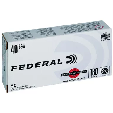 Federal RTP40180 Range & Target 40S&W 180gr Full Metal Jacket 50 Per Box/20 Case