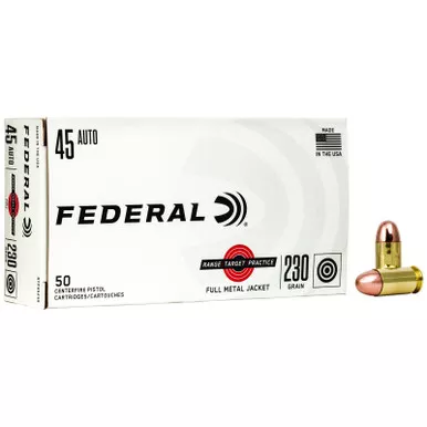 Federal RTP45230 Range & Target 45ACP 230gr Full Metal Jacket 50 Per Box/20 Case