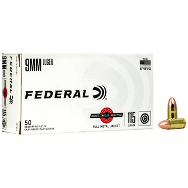 Federal RTP9115 Range & Target 9mmLuger 115gr Full Metal Jacket 50 Per Box/20 Case