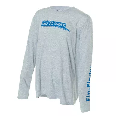 Fin-Finder Time to Strike Long Sleeve Performance Shirt, Grey