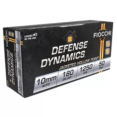 Fiocchi 10APHP Defense Dynamics 10mmAuto 180gr Jacketed Hollow Point 50 Per Box/10 Case