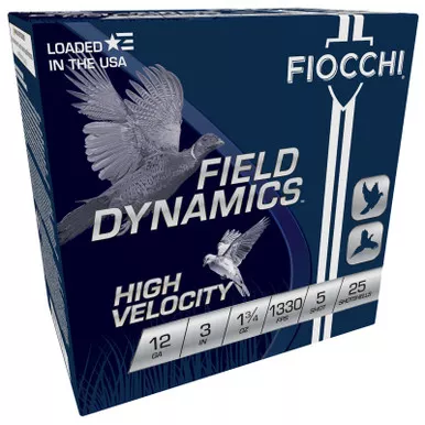 Fiocchi 123HV5 Field Dynamics High Velocity 12Gauge 3" 1 3/4oz 5Shot 25 Per Box/10 Case