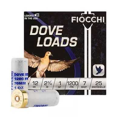 Fiocchi 12DLS17 Dove & Quail 12Gauge 2.75″ 1oz 7Shot 25 Per Box/10 Case
