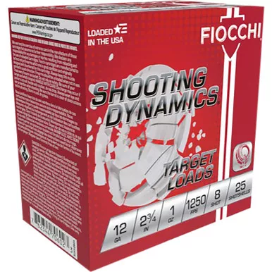 Fiocchi 12SD1X8 Shooting Dynamics 12Gauge 2.75" 1oz 8Shot 25 Per Box/10 Case