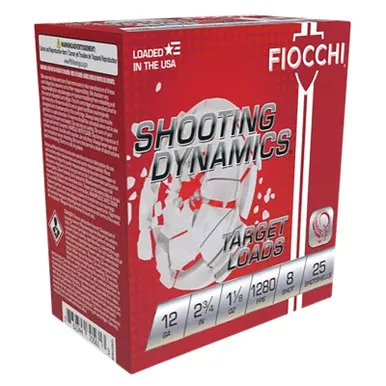 Fiocchi 12SDHV8 Shooting Dynamics Target 12Gauge 2.75″ 1 1/8oz 8Shot 25 Per Box/10 Case