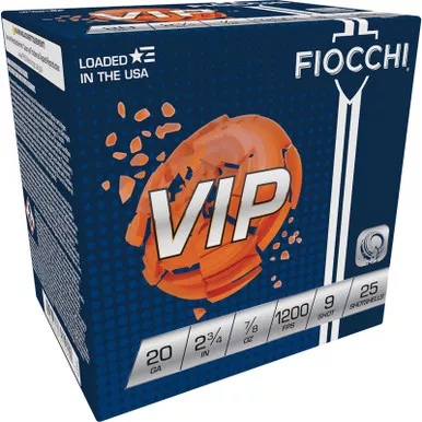 Fiocchi 20VIP9 Exacta Target VIP 20Gauge 2.75″ 7/8oz 9Shot 25 Per Box/10 Case
