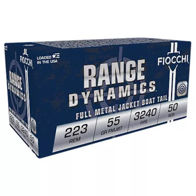 Fiocchi 223A Range Dynamics 223Rem 55gr Full Metal Jacket Boat Tail 50 Per Box/20 Case