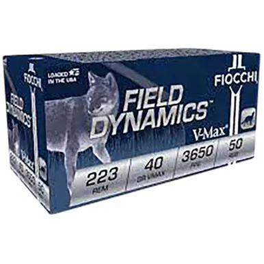 Fiocchi 223FHVB Field Dynamics 223Rem 40gr Hornady V-Max 50/4 *Sold as case