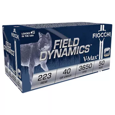 Fiocchi 223HVB50 Field Dynamics 223Rem 40gr Hornady V Max 50 Per Box/20 Case