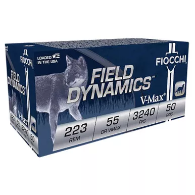Fiocchi 223HVC50 Field Dynamics 223Rem 55gr Hornady V Max 50 Per Box/20 Case