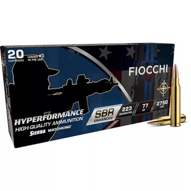 Fiocchi 223SBRD Hyperformance 223Rem 77gr Hollow Point Boat Tail 20 Per Box/10 Case
