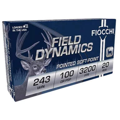 Fiocchi 243SPD Field Dynamics 243Win 100gr Pointed Soft Point 20 Per Box/10 Case
