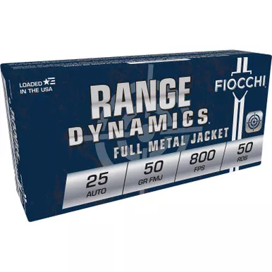 Fiocchi 25AP Range Dynamics 25ACP 50gr Full Metal Jacket 50 Per Box/20 Case