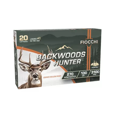 Fiocchi 270BHC Backwoods Hunter 270Win 130gr Copper Hollow Point 20 Per Box/10 Case