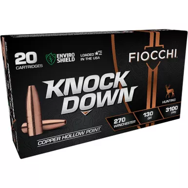 Fiocchi 270CHA Knock Down Enviro Shield 270Win 130gr Hollow Point 20 Per Box/10 Case