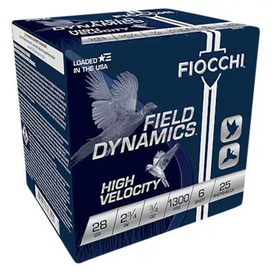 Fiocchi 28HV6 Field Dynamics High Velocity 28Gauge 2.75″ 3/4oz 6Shot 25 Per Box/10 Case