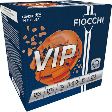 Fiocchi 28VIP8 Exacta Target VIP 28Gauge 2.75″ 3/4oz 8Shot 25 Per Box/10 Case