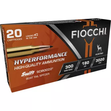 Fiocchi 300WMSCA Hyperformance 300WinMag 180gr Swift Scirocco II Boat Tail Spitzer 20 Per Box/10 Case