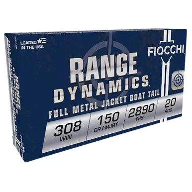 Fiocchi 308A Range Dynamics 308Win 150gr Full Metal Jacket Boat Tail 20 Per Box/10 Case