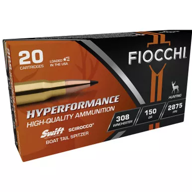 Fiocchi 308SCA Hyperformance 308Win 150gr Swift Scirocco II Bonded 20 Per Box/10 Case