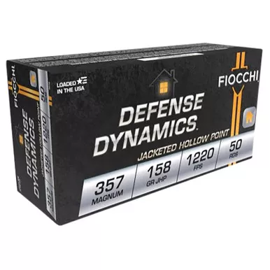 Fiocchi 357B Defense Dynamics 357Mag 158gr Jacketed Hollow Point 50 Per Box/20 Case