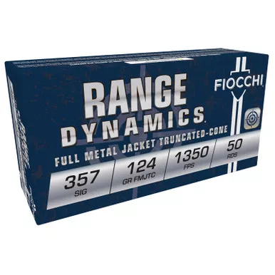 Fiocchi 357SIGAP Range Dynamics 357Sig 124gr Full Metal Jacket 50 Per Box/20 Case
