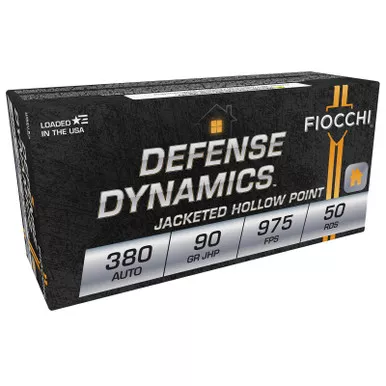 Fiocchi 380APHP Defense Dynamics 380ACP 90gr Jacketed Hollow Point 50 Per Box/20 Case