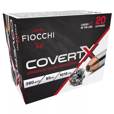 Fiocchi 380CCWA CovertX 380ACP 95gr Jacketed Hollow Point 20 Per Box/10 Case