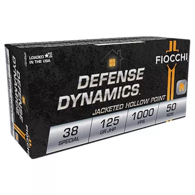 Fiocchi 38F Defense Dynamics 38Special 125gr Jacketed Hollow Point 50 Per Box/20 Case